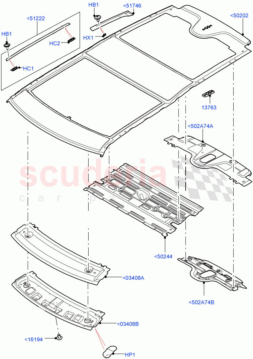 Roof - Sheet Metal (Solihull Plant Build) (Roof Conv-Front And Rear Panoramic, Roof Conv-Power Open Front/Rear Pan) ((V) FROMHA000001) of Land Rover Land Rover Discovery 5 (2017+) [2.0 Turbo Diesel]