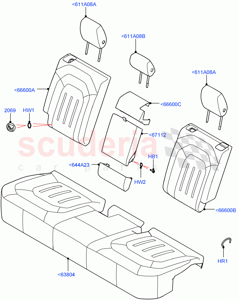 Rear Seat Covers (Short Wheelbase, Taurus Leather/Robust Woven Textile, Rr Seat 40/20/40 Fixed Cushion) of Land Rover Land Rover Defender (2020+) [2.0 Turbo Diesel]