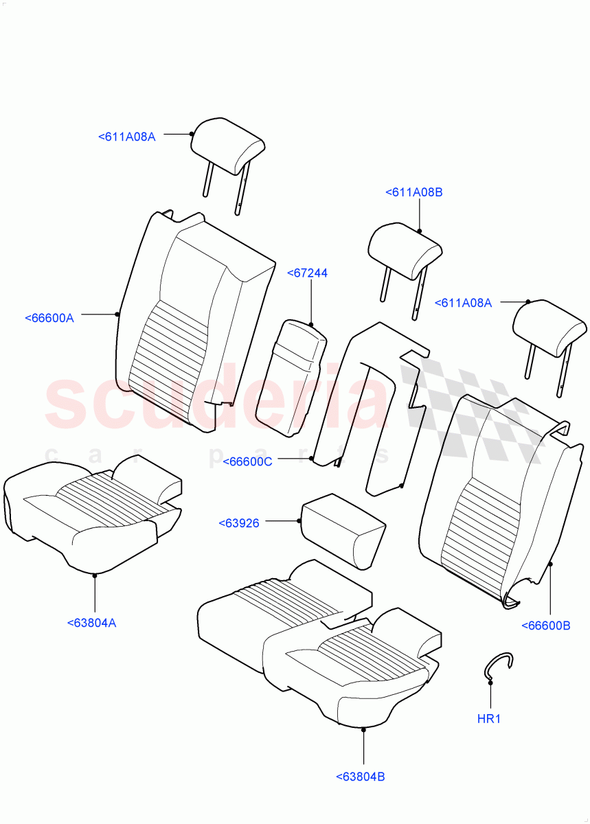Rear Seat Covers (Leather/Suede, Itatiaia (Brazil), 60/40 Load Through With Slide) ((V) FROMGT000001) of Land Rover Land Rover Discovery Sport (2015+) [2.0 Turbo Petrol GTDI]