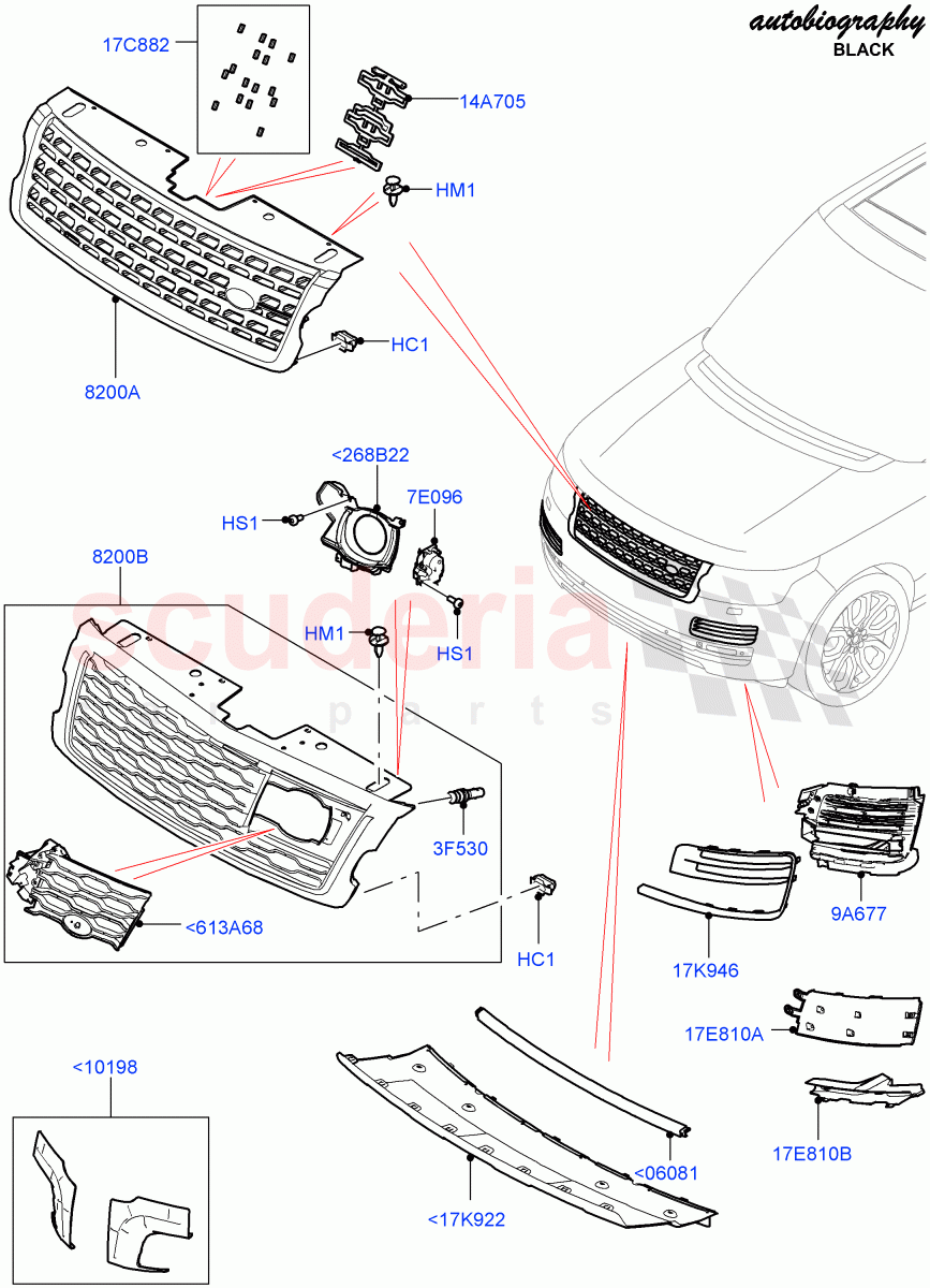 Radiator Grille And Front Bumper (Autobiography Black / SV Autobiography) (Bumper - SVA Body Color/Atlas/Atlas, Front Bumper - Graphite Atlas) ((V) FROMJA000001) of Land Rover Land Rover Range Rover (2012-2021) [3.0 I6 Turbo Petrol AJ20P6]