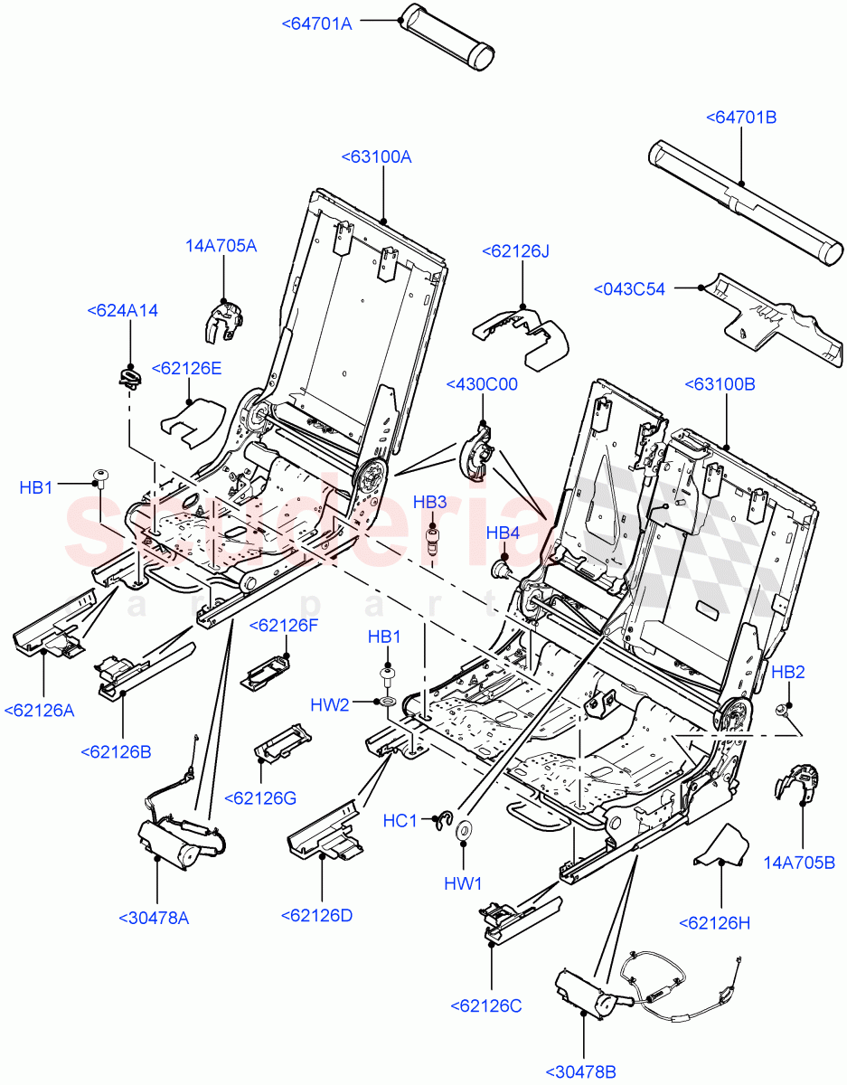 Rear Seat Base (Halewood (UK), With 60/40 Manual Fold Thru Rr Seat) ((V) TOKH999999) of Land Rover Land Rover Discovery Sport (2015+) [1.5 I3 Turbo Petrol AJ20P3]