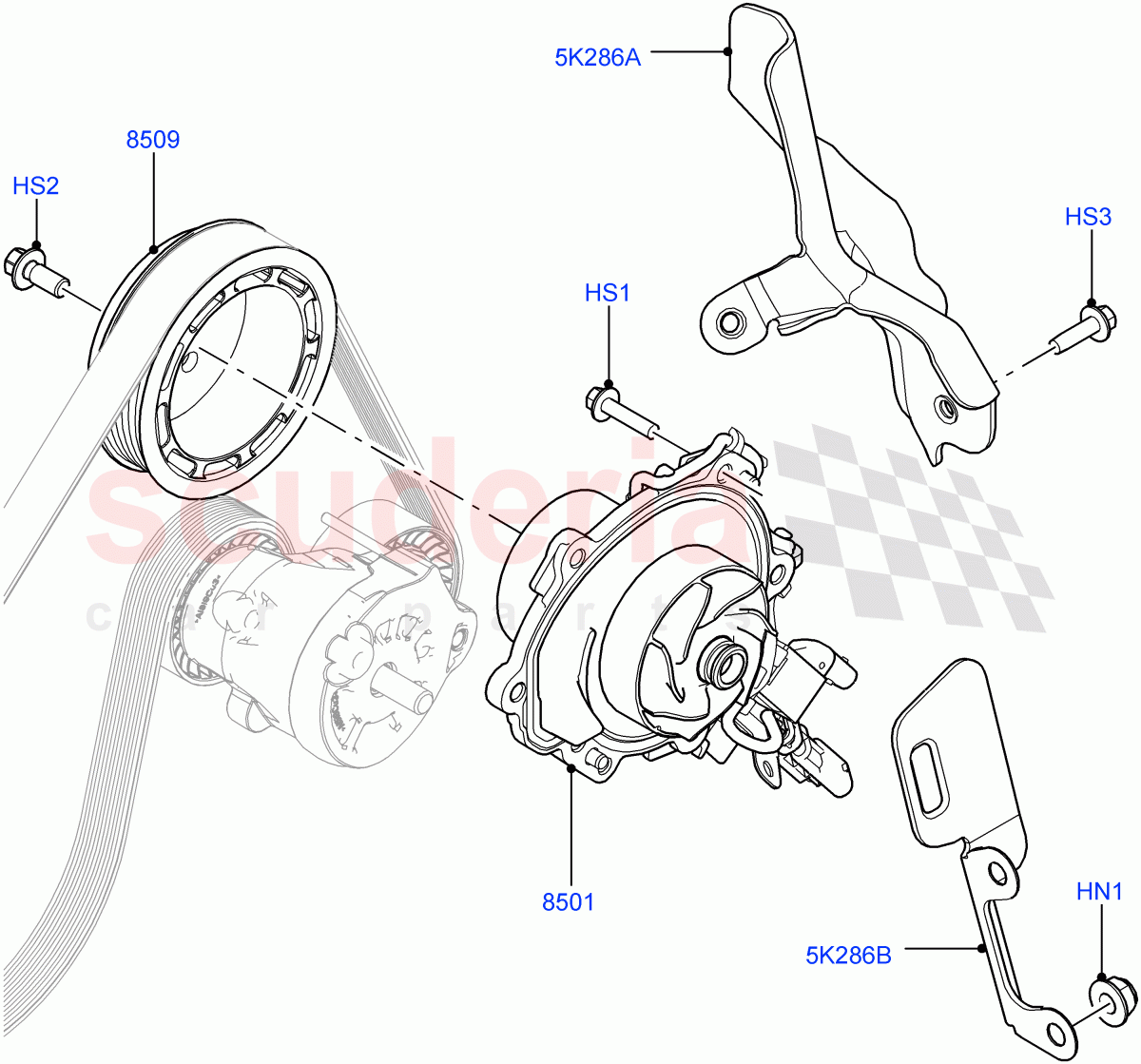 Water Pump (2.0L I4 High DOHC AJ200 Petrol, Changsu (China), 2.0L I4 Mid DOHC AJ200 Petrol) of Land Rover Land Rover Range Rover Evoque (2012-2018) [2.0 Turbo Petrol AJ200P]