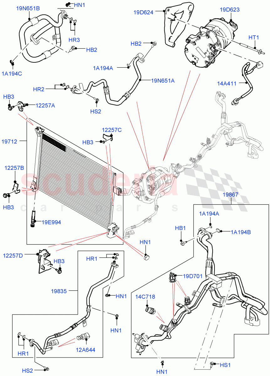 Air Conditioning Condensr/Compressr (Front) (2.0L AJ200P Hi PHEV) ((V) FROMMA000001) of Land Rover Land Rover Range Rover Velar (2017+) [3.0 Diesel 24V DOHC TC]