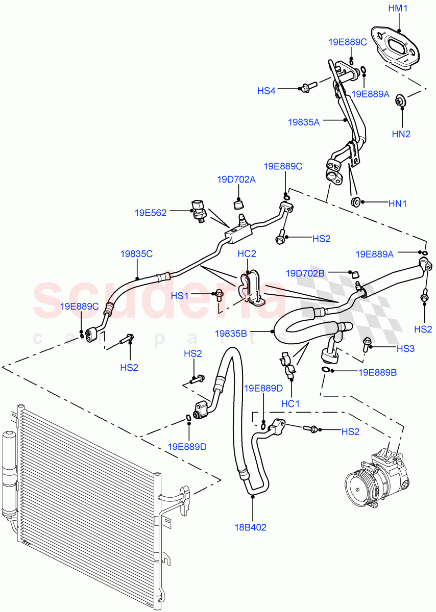 Air Conditioning System ((V) TO9A999999) of Land Rover Land Rover Range Rover Sport (2005-2009) [3.6 V8 32V DOHC EFI Diesel]