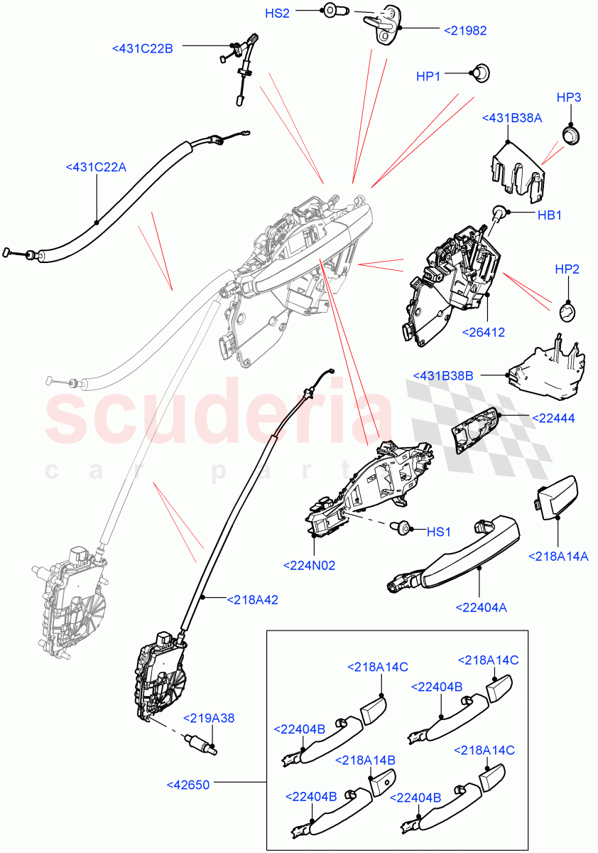 Rear Door Lock Controls ((V) TOHA999999) of Land Rover Land Rover Range Rover (2012-2021) [3.0 I6 Turbo Petrol AJ20P6]