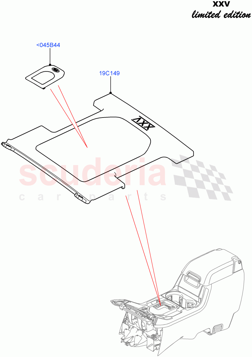 Console - Floor (External Components) (XXV Anniversary LE) ((V) FROMEA000001) of Land Rover Land Rover Discovery 4 (2010-2016) [3.0 DOHC GDI SC V6 Petrol]
