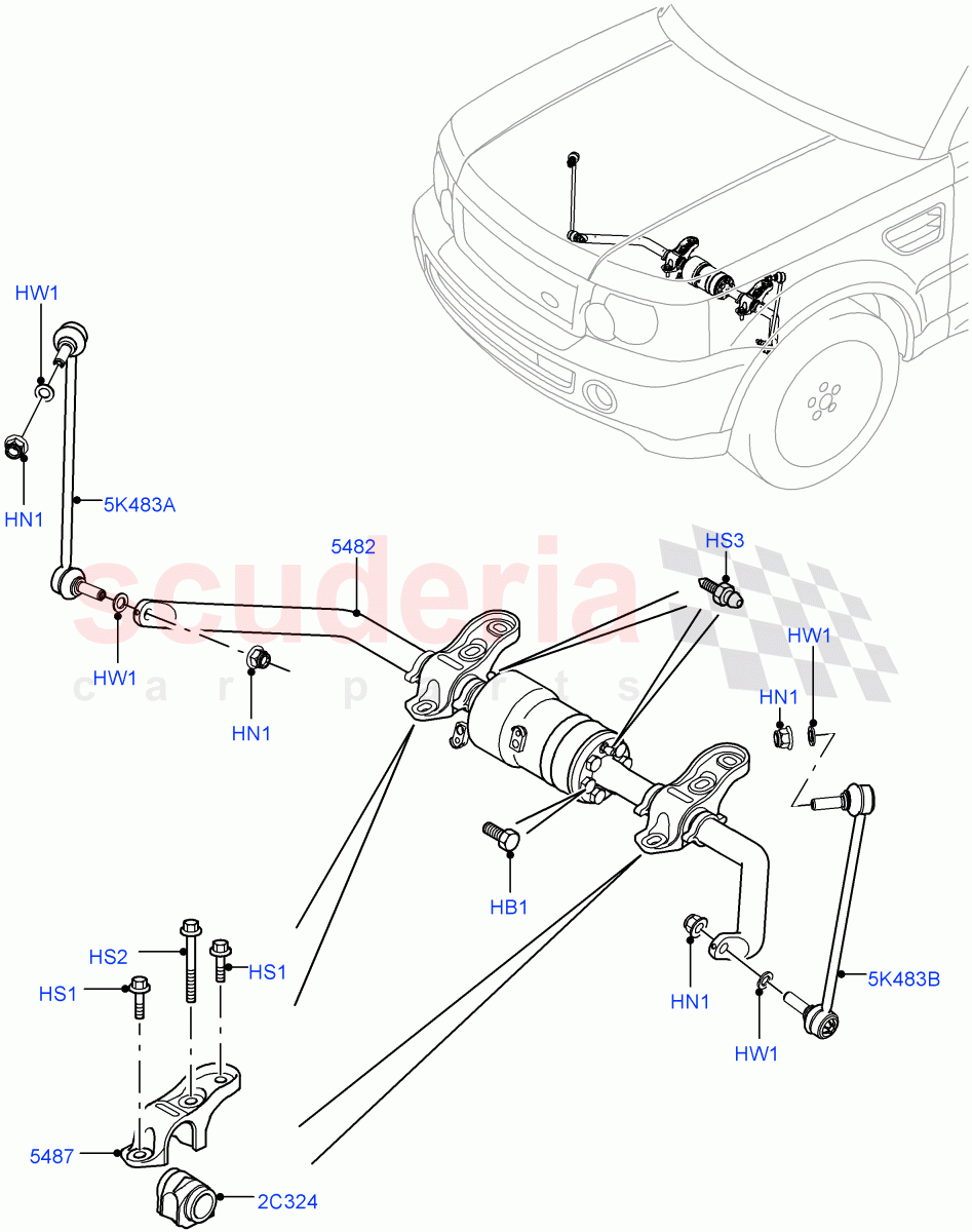 Active Anti-Roll Bar System (Stabilizer Bar, Front) (With Roll Stability Control, With ACE Suspension) ((V) FROMAA000001) of Land Rover Land Rover Range Rover Sport (2010-2013) [5.0 OHC SGDI SC V8 Petrol]