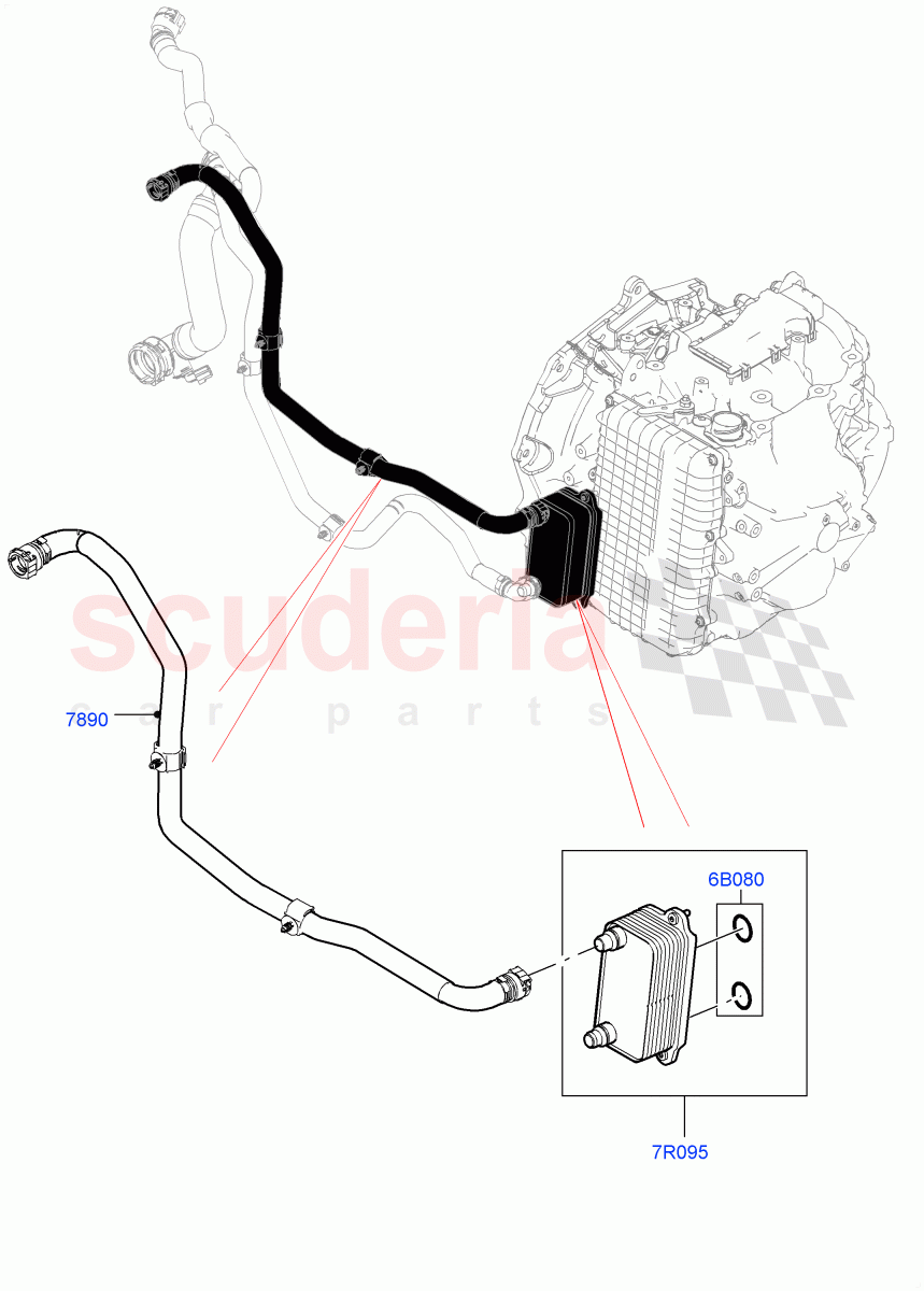 Transmission Cooling Systems (2.0L AJ20D4 Diesel Mid PTA, 9 Speed Auto Trans 9HP50, Halewood (UK), 2.0L AJ20D4 Diesel LF PTA, 2.0L AJ20D4 Diesel High PTA, 2.0L AJ21D4 Diesel Mid) of Land Rover Land Rover Discovery Sport (2015+) [2.0 Turbo Petrol AJ200P]