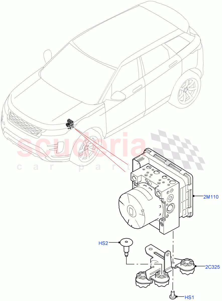 Anti-Lock Braking System (ABS Modulator) (Halewood (UK), Less Electric Engine Battery, Electric Engine Battery-MHEV) ((V) TOLH999999) of Land Rover Land Rover Range Rover Evoque (2019+) [1.5 I3 Turbo Petrol AJ20P3]