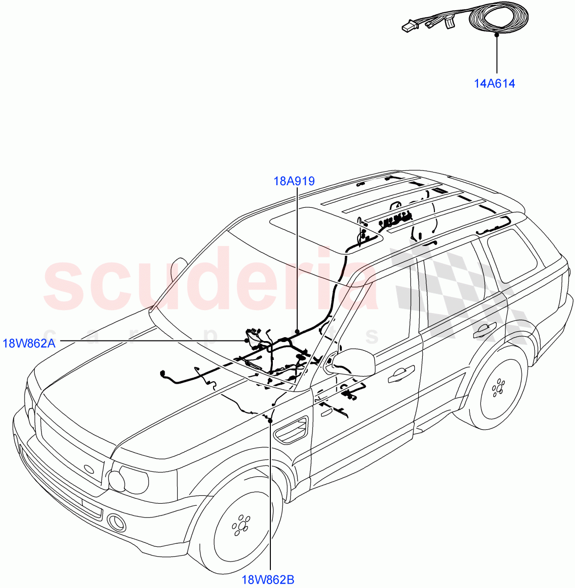 Electrical Wiring - Body And Rear (Audio/Navigation/Entertainment) ((V) TO8A999999) of Land Rover Land Rover Range Rover Sport (2005-2009) [2.7 Diesel V6]