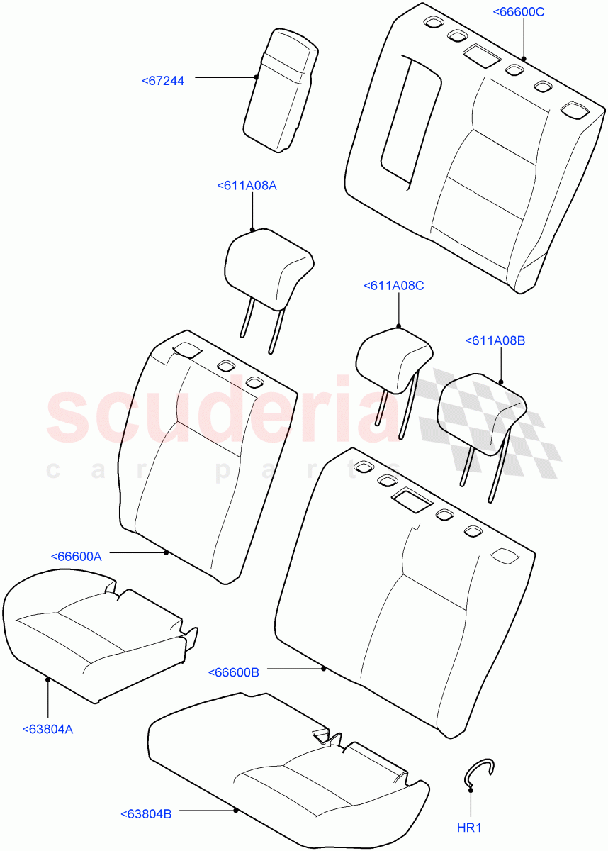 Rear Seat Covers (Grained Cloth, Halewood (UK), With 60/40 Split - Folding Rr Seat) ((V) TOKH999999) of Land Rover Land Rover Discovery Sport (2015+) [2.0 Turbo Diesel]