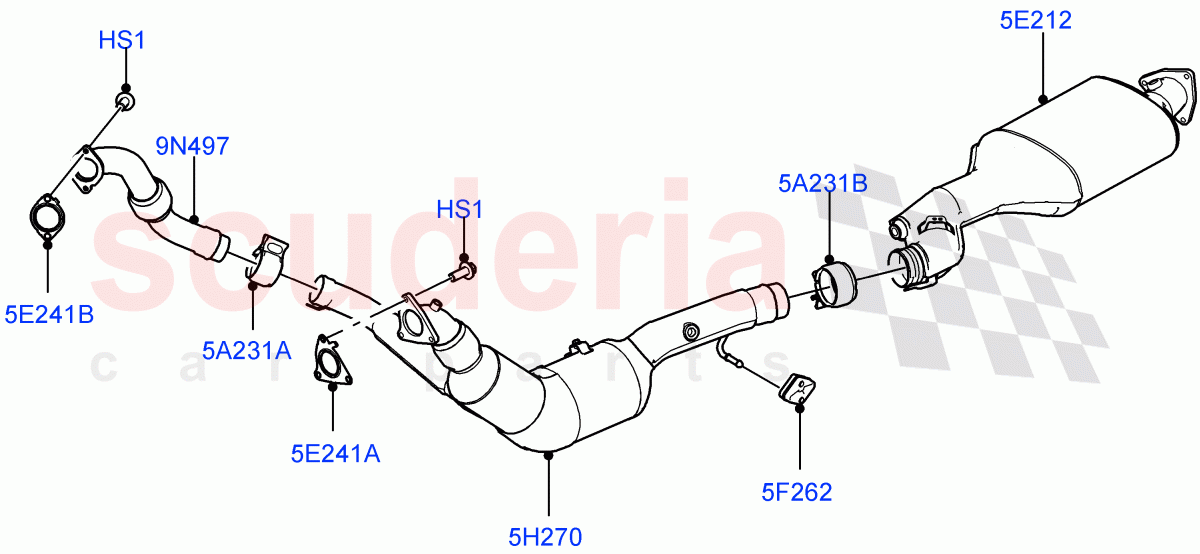 Front Exhaust System (3.0 V6 D Gen2 Twin Turbo, EU6 + DPF Emissions) ((V) FROMGA000001) of Land Rover Land Rover Discovery 4 (2010-2016) [3.0 Diesel 24V DOHC TC]