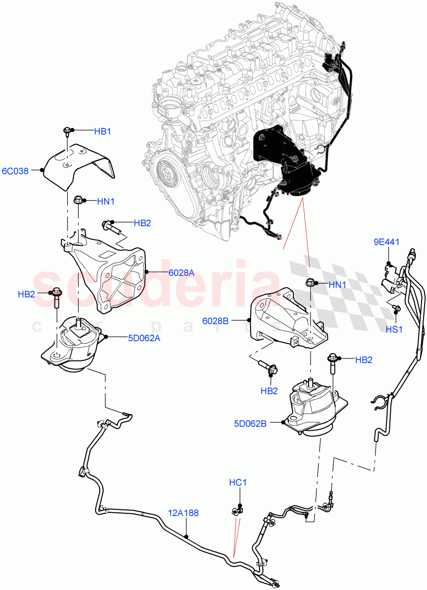 Engine Mounting (3.0L AJ20D6 Diesel High) ((V) FROMMA000001) of Land Rover Land Rover Range Rover Velar (2017+) [2.0 Turbo Diesel AJ21D4]