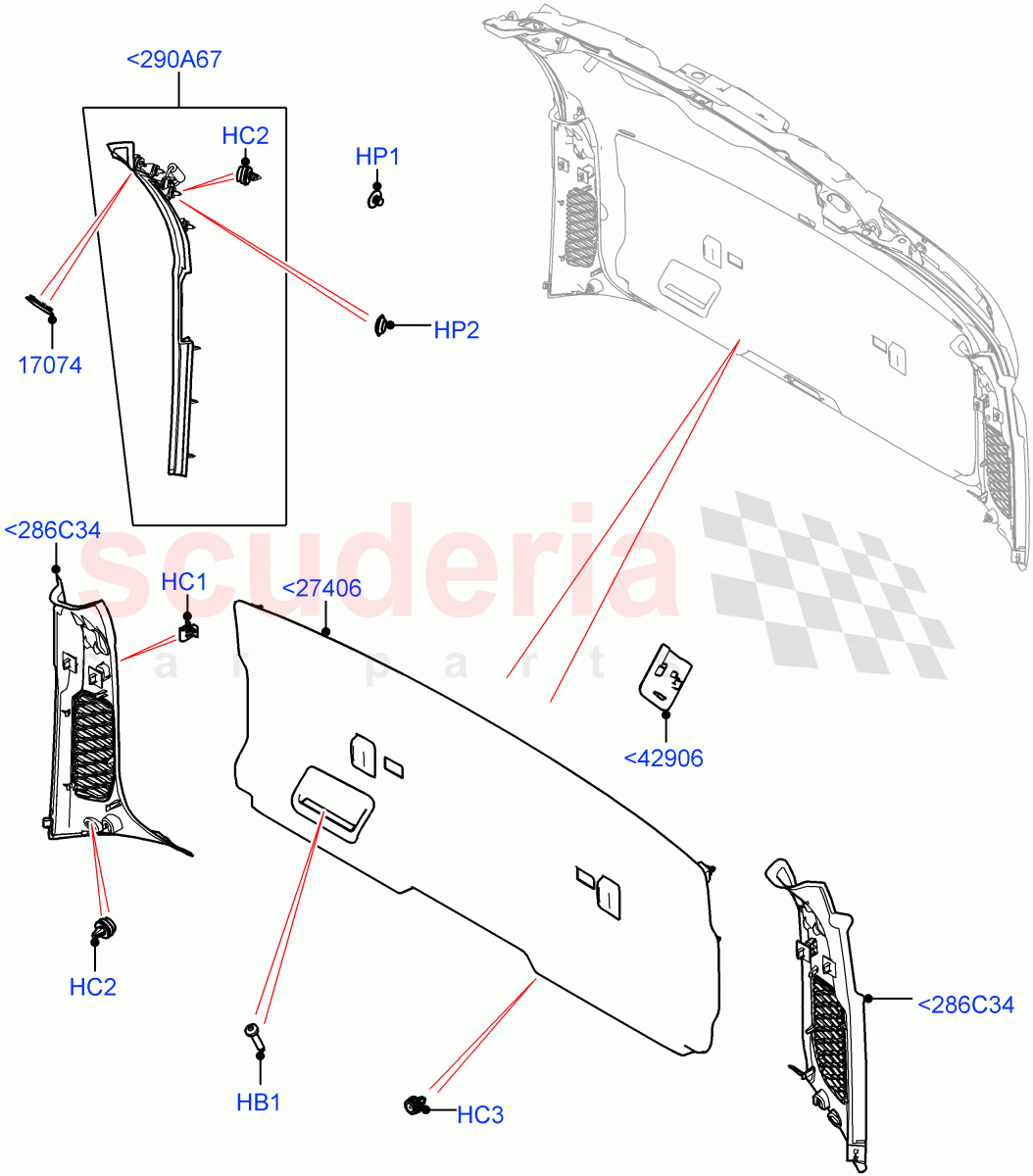 Back Door/Tailgate Trim Panels (Nitra Plant Build) ((V) FROMK2000001) of Land Rover Land Rover Discovery 5 (2017+) [3.0 I6 Turbo Petrol AJ20P6]