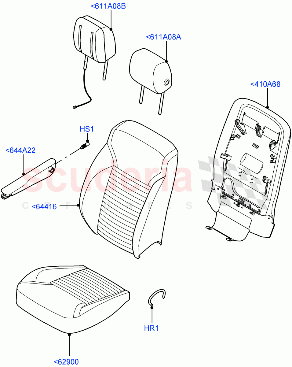 Front Seat Covers (Solihull Plant Build) (Version - Commercial, With 2 Seat Configuration) ((V) FROMJA000001) of Land Rover Land Rover Discovery 5 (2017+) [2.0 Turbo Petrol AJ200P]