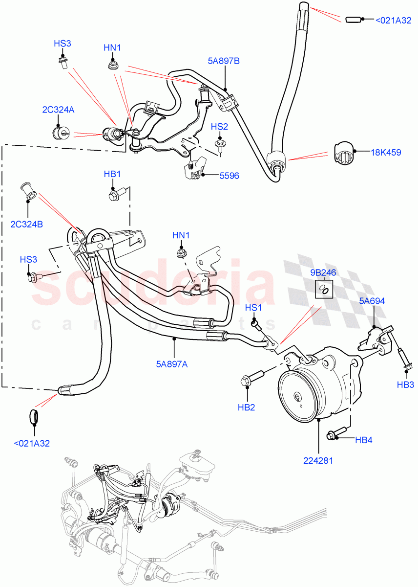Active Anti-Roll Bar System (ARC Pump, High Pressure Pipes) (4.4L DOHC DITC V8 Diesel) ((V) FROMJA000001) of Land Rover Land Rover Range Rover Sport (2014+) [2.0 Turbo Diesel]