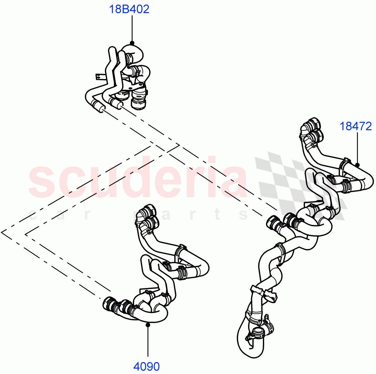 Heater Hoses (3.6L V8 32V DOHC EFi Diesel Lion) ((V) FROMAA000001) of Land Rover Land Rover Range Rover Sport (2010-2013) [5.0 OHC SGDI SC V8 Petrol]