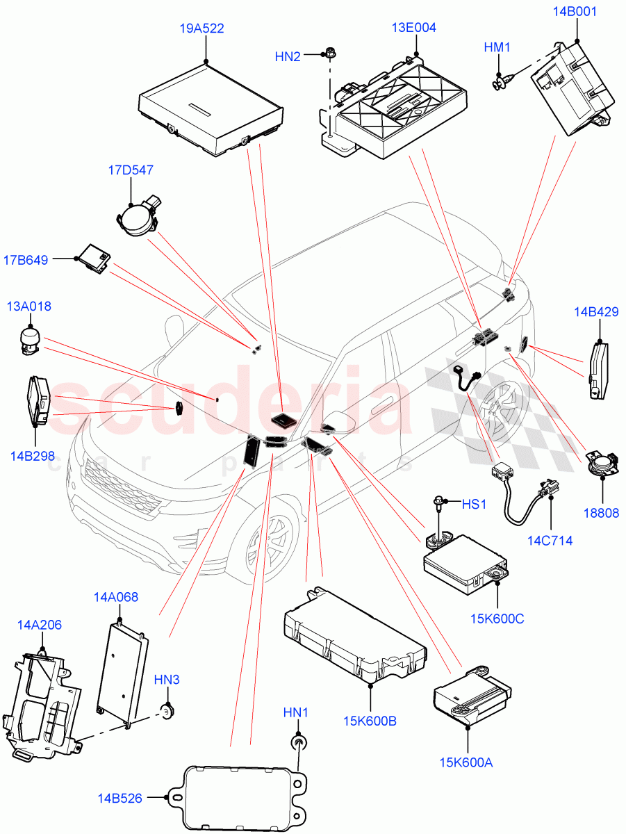 Vehicle Modules And Sensors (Changsu (China)) of Land Rover Land Rover Range Rover Evoque (2019+) [2.0 Turbo Petrol AJ200P]