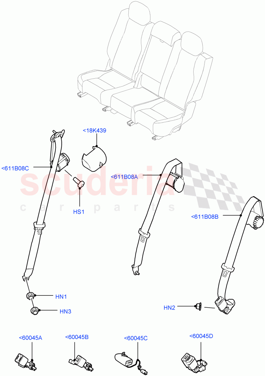 Rear Seat Belts (Changsu (China)) ((V) FROMFG000001) of Land Rover Land Rover Discovery Sport (2015+) [2.0 Turbo Petrol AJ200P]