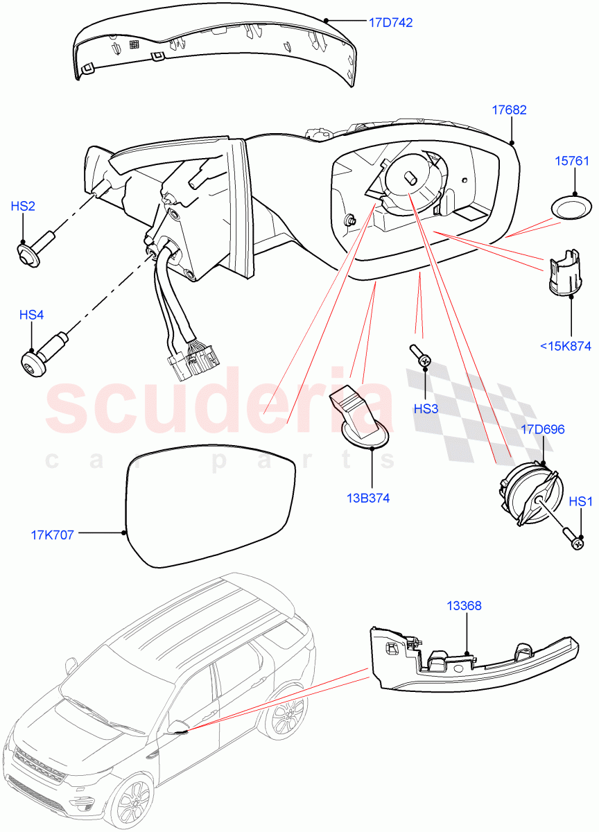 Exterior Rear View Mirror (Halewood (UK)) ((V) TOKH999999) of Land Rover Land Rover Discovery Sport (2015+) [2.2 Single Turbo Diesel]