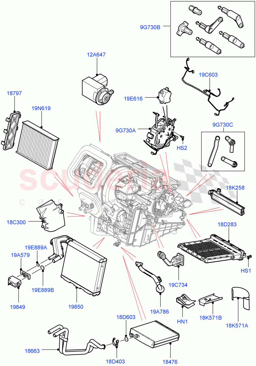 Heater/Air Cond.Internal Components (Main Unit) (Halewood (UK)) ((V) FROMLH000001, (V) TOLH999999) of Land Rover Land Rover Discovery Sport (2015+) [2.0 Turbo Diesel AJ21D4]