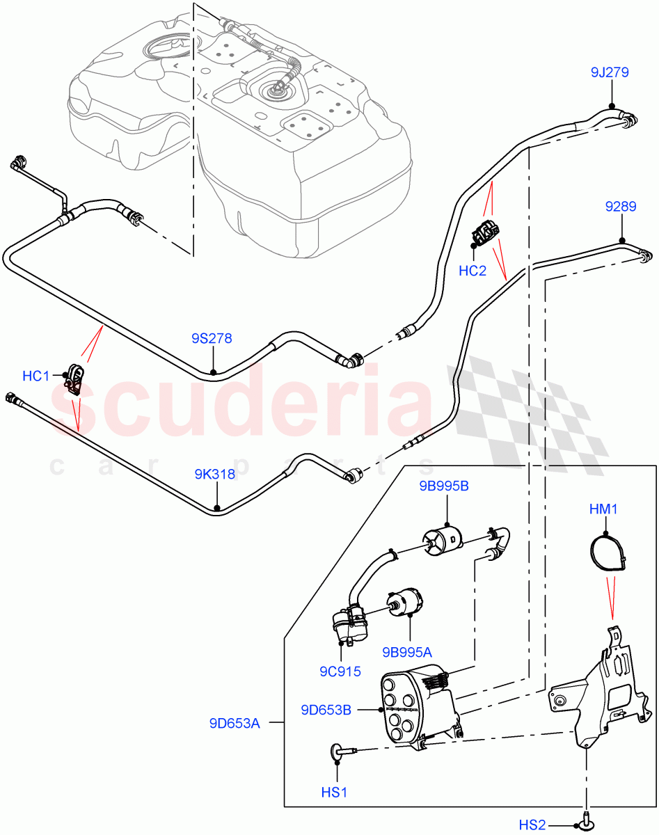 Carbon Canister (2.0L AJ20P4 Petrol Mid PTA, Changsu (China), Fuel Tank Filler Neck - DMTL) ((V) FROMKG446857) of Land Rover Land Rover Discovery Sport (2015+) [2.0 Turbo Petrol AJ200P]