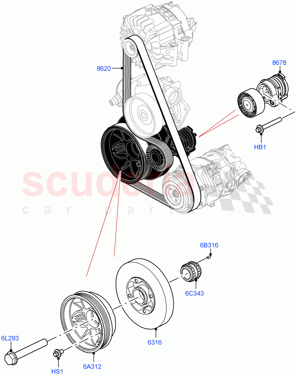 Pulleys And Drive Belts (4.4 V8 Turbo Petrol (NC10)) of Land Rover Land Rover Range Rover (2022+) [4.4 V8 Turbo Petrol NC10]