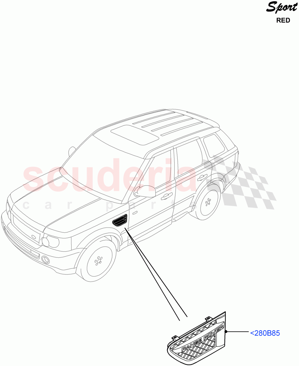 Dash Panel And Front Fenders (Red Sport LE) ((V) FROMDA000001) of Land Rover Land Rover Range Rover Sport (2010-2013) [3.0 Diesel 24V DOHC TC]