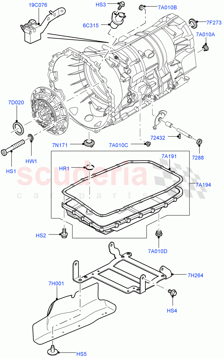 Transmission External Components (Cologne V6 4.0 EFI (SOHC), 6 Speed Auto ZF 6HP26 Steptronic, Lion Diesel 2.7 V6 (140KW), 3.6L V8 32V DOHC EFi Diesel Lion) ((V) FROMAA000001) of Land Rover Land Rover Discovery 4 (2010-2016) [4.0 Petrol V6]