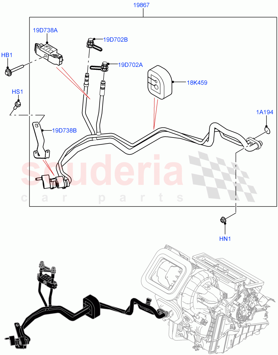 Air Conditioning System (Halewood (UK), Air Conditioning Refrigerant-R134A, Electric Engine Battery-PHEV) ((V) FROMLH000001, (V) TOLH999999) of Land Rover Land Rover Discovery Sport (2015+) [2.0 Turbo Petrol GTDI]