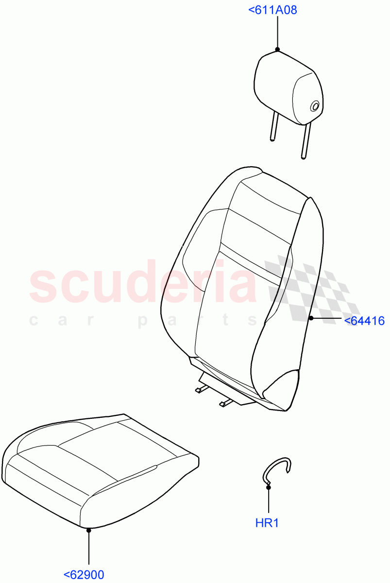 Front Seat Covers (DIAMOND PERFORATED TAURUS PVCP, Changsu (China)) of Land Rover Land Rover Range Rover Evoque (2019+) [2.0 Turbo Diesel AJ21D4]
