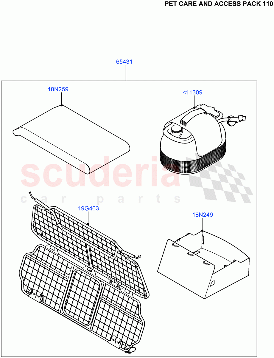 Accessory Pack (Pet Care And Access Pack 110: Virtual Part Order Number VPLEPET002) (Standard Wheelbase) of Land Rover Land Rover Defender (2020+) [2.0 Turbo Petrol AJ200P]