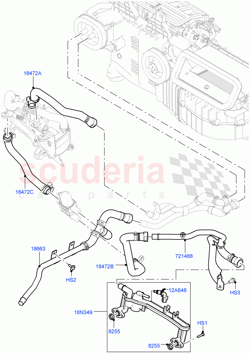 Heater Hoses (Front) (5.0L OHC SGDI NA V8 Petrol - AJ133, Park Heating With Remote Control, 5.0L OHC SGDI SC V8 Petrol - AJ133) ((V) TOHA999999) of Land Rover Land Rover Range Rover (2012-2021) [5.0 OHC SGDI NA V8 Petrol]