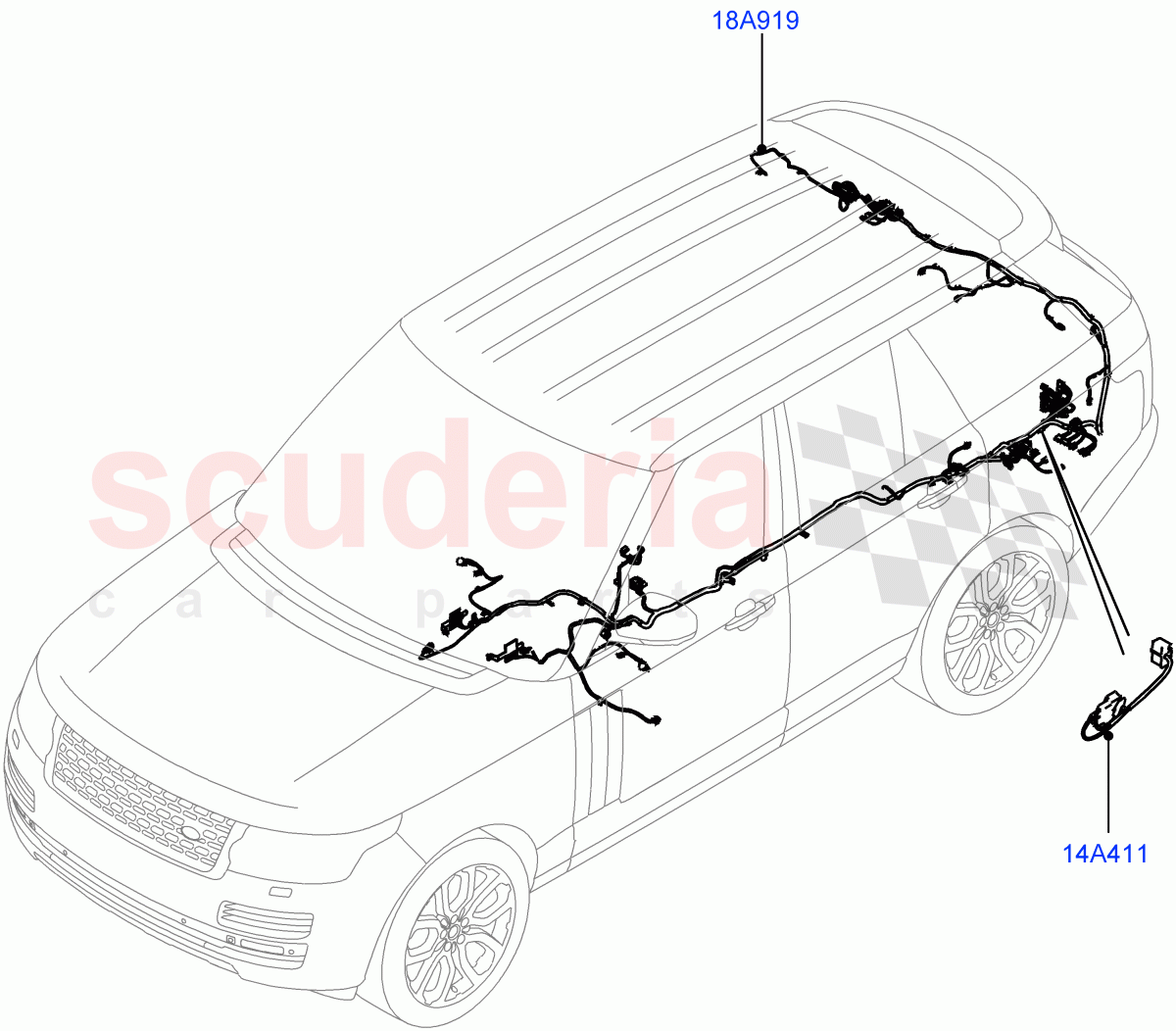 Electrical Wiring - Body And Rear (Audio/Navigation/Entertainment) ((V) TOGA999999) of Land Rover Land Rover Range Rover (2012-2021) [5.0 OHC SGDI NA V8 Petrol]