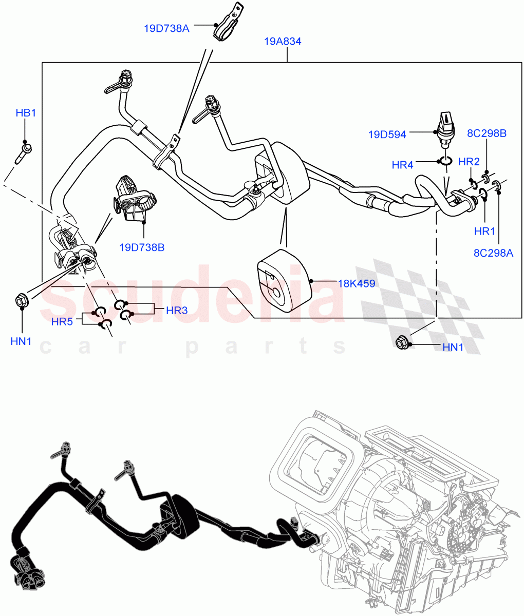 Air Conditioning System (Halewood (UK), Less Chiller Unit, Air Con Refrigerant-HF01234YF) ((V) FROMGH000001, (V) TOKH999999) of Land Rover Land Rover Discovery Sport (2015+) [2.0 Turbo Diesel AJ21D4]