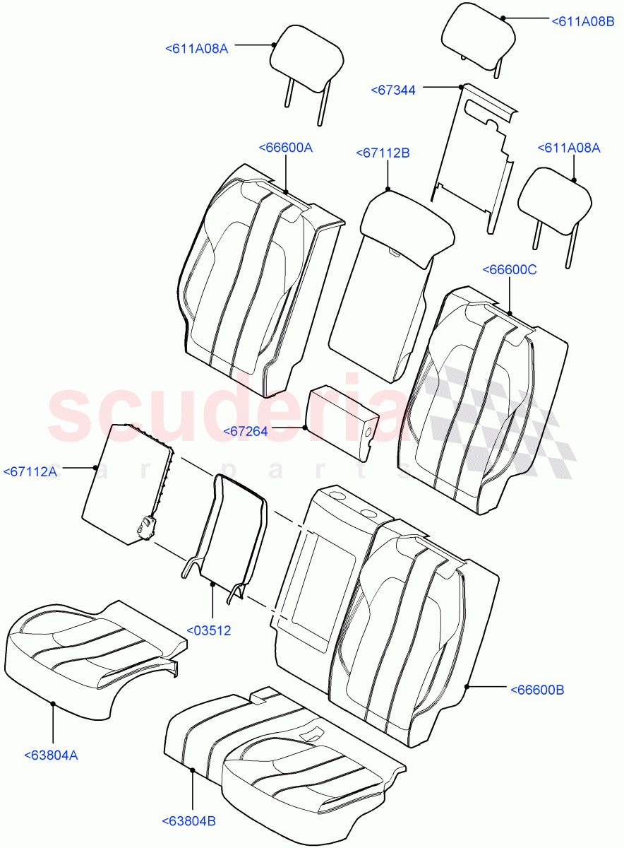 Rear Seat Covers (Leather Seat W/Alcantara Inserts) ((V) TOHA999999) of Land Rover Land Rover Range Rover Sport (2014+) [2.0 Turbo Diesel]