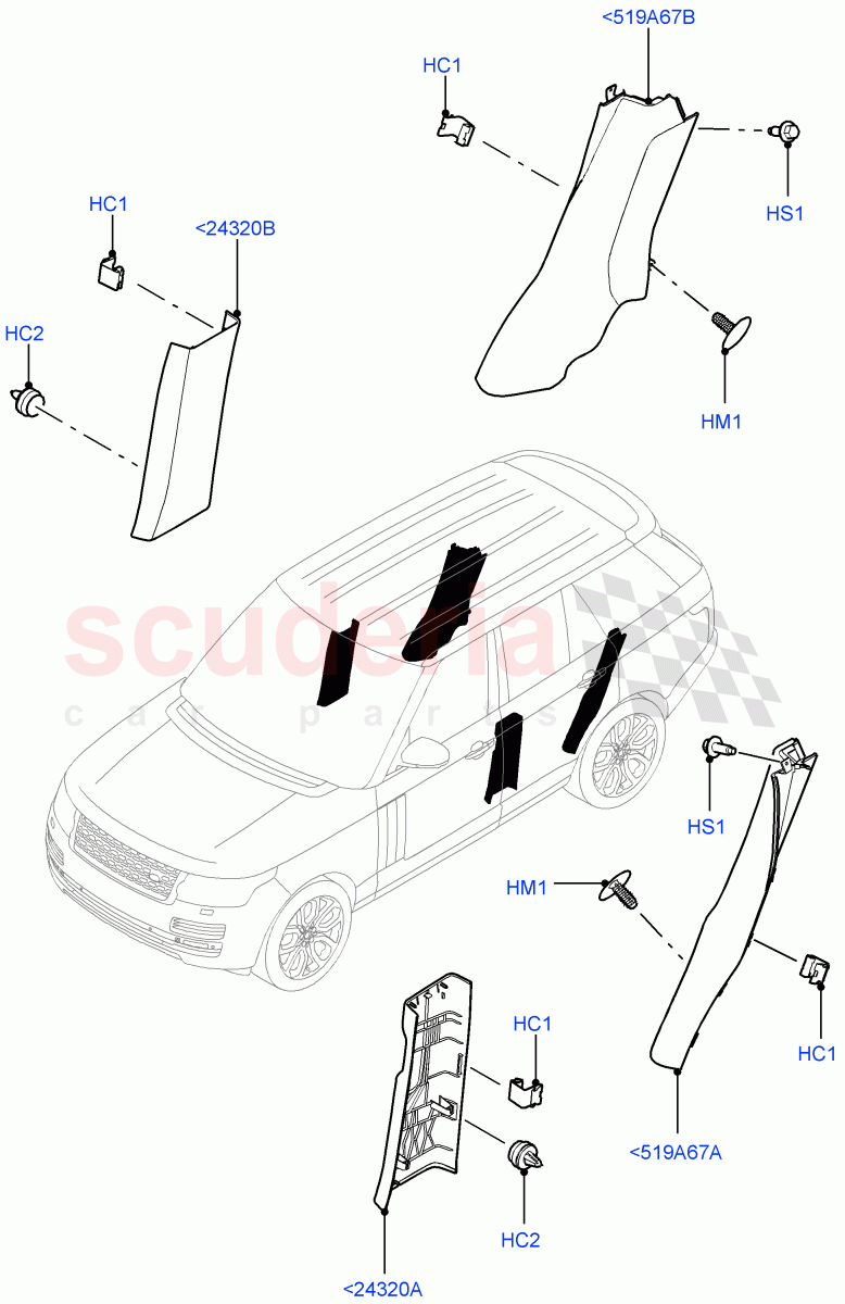 Side Trim (Centre, Front And Rear) (Perforated Soft Grain Leather) of Land Rover Land Rover Range Rover (2012-2021) [4.4 DOHC Diesel V8 DITC]