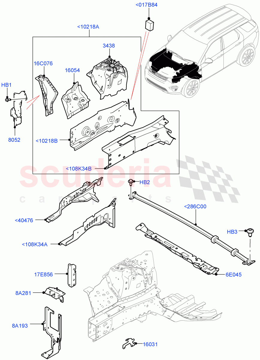 Front Panels, Aprons & Side Members (Aprons And Side Members) (Halewood (UK)) ((V) FROMLH000001) of Land Rover Land Rover Discovery Sport (2015+) [2.0 Turbo Diesel AJ21D4]