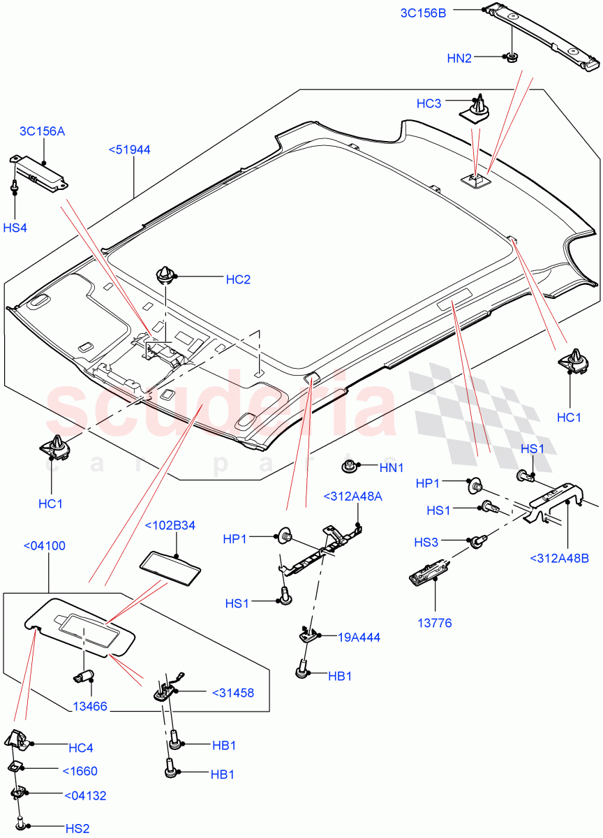 Headlining And Sun Visors (3 Door, Halewood (UK), 5 Door) of Land Rover Land Rover Range Rover Evoque (2012-2018) [2.2 Single Turbo Diesel]