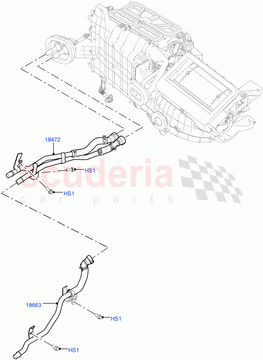Heater Hoses (3.0 V6 D Gen2 Twin Turbo, With Ptc Heater, Less Heater) of Land Rover Land Rover Range Rover Velar (2017+) [3.0 I6 Turbo Diesel AJ20D6]