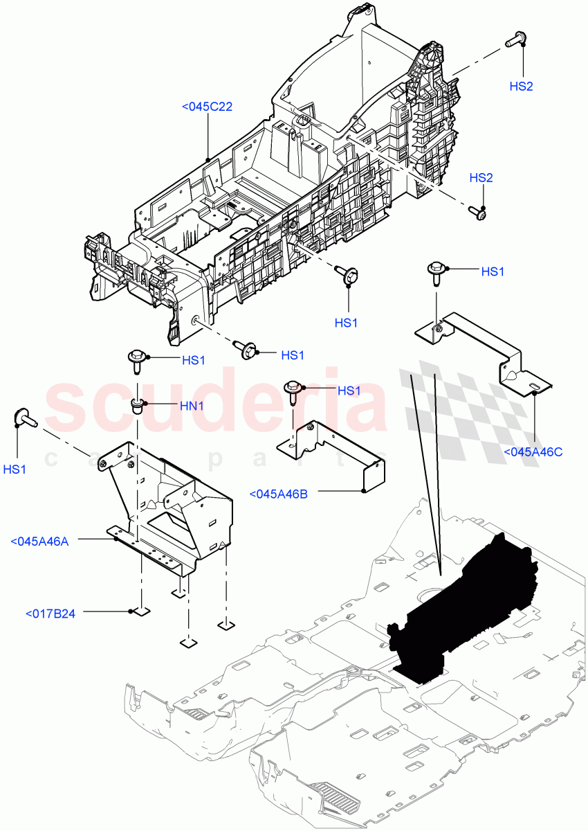 Console - Floor (Internal Components, Rear, For Carrier Assy) (With 40/40 Split Individual Rr Seat, Individual 2nd Row Seats SV) of Land Rover Land Rover Range Rover (2012-2021) [3.0 I6 Turbo Petrol AJ20P6]