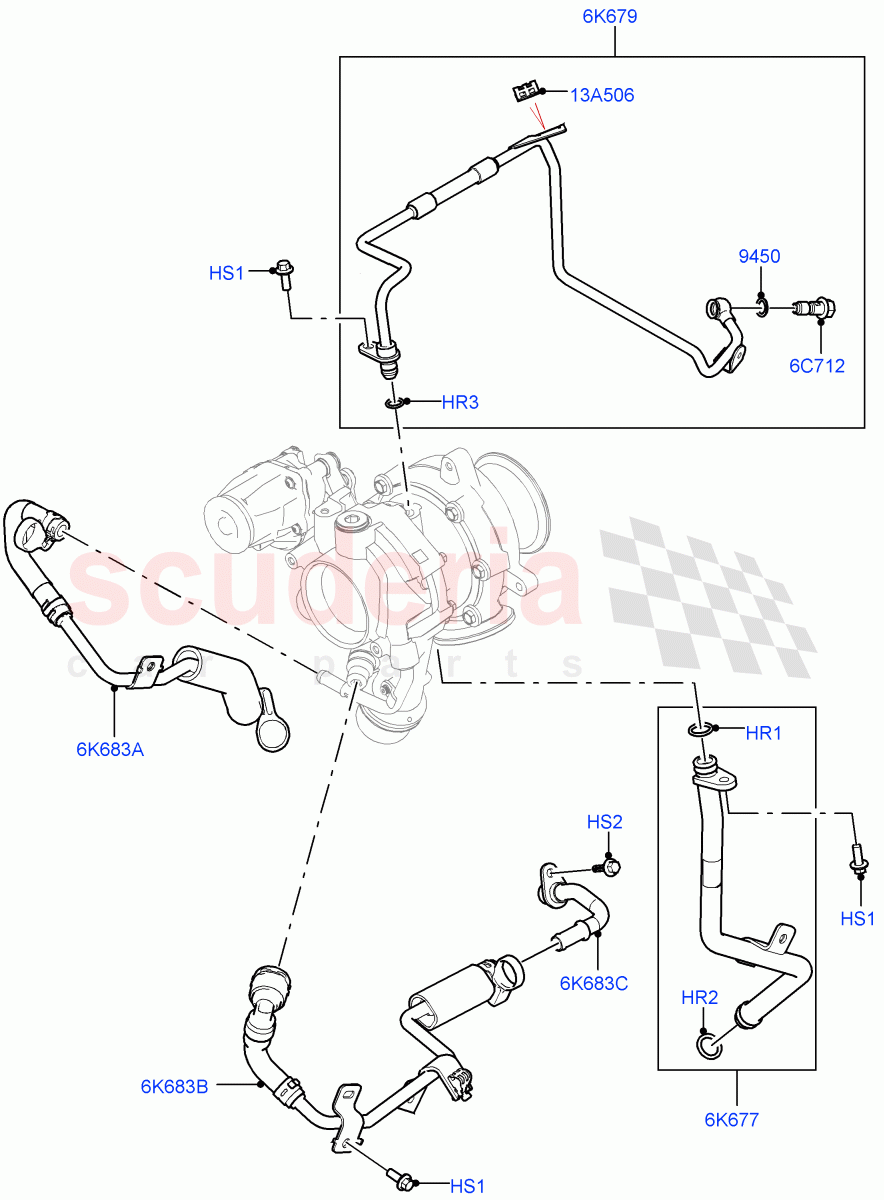 Turbocharger (Lubrication And Cooling) (2.0L AJ21D4 Diesel Mid, Halewood (UK)) ((V) FROMMH000001) of Land Rover Land Rover Range Rover Evoque (2019+) [2.0 Turbo Diesel AJ21D4]