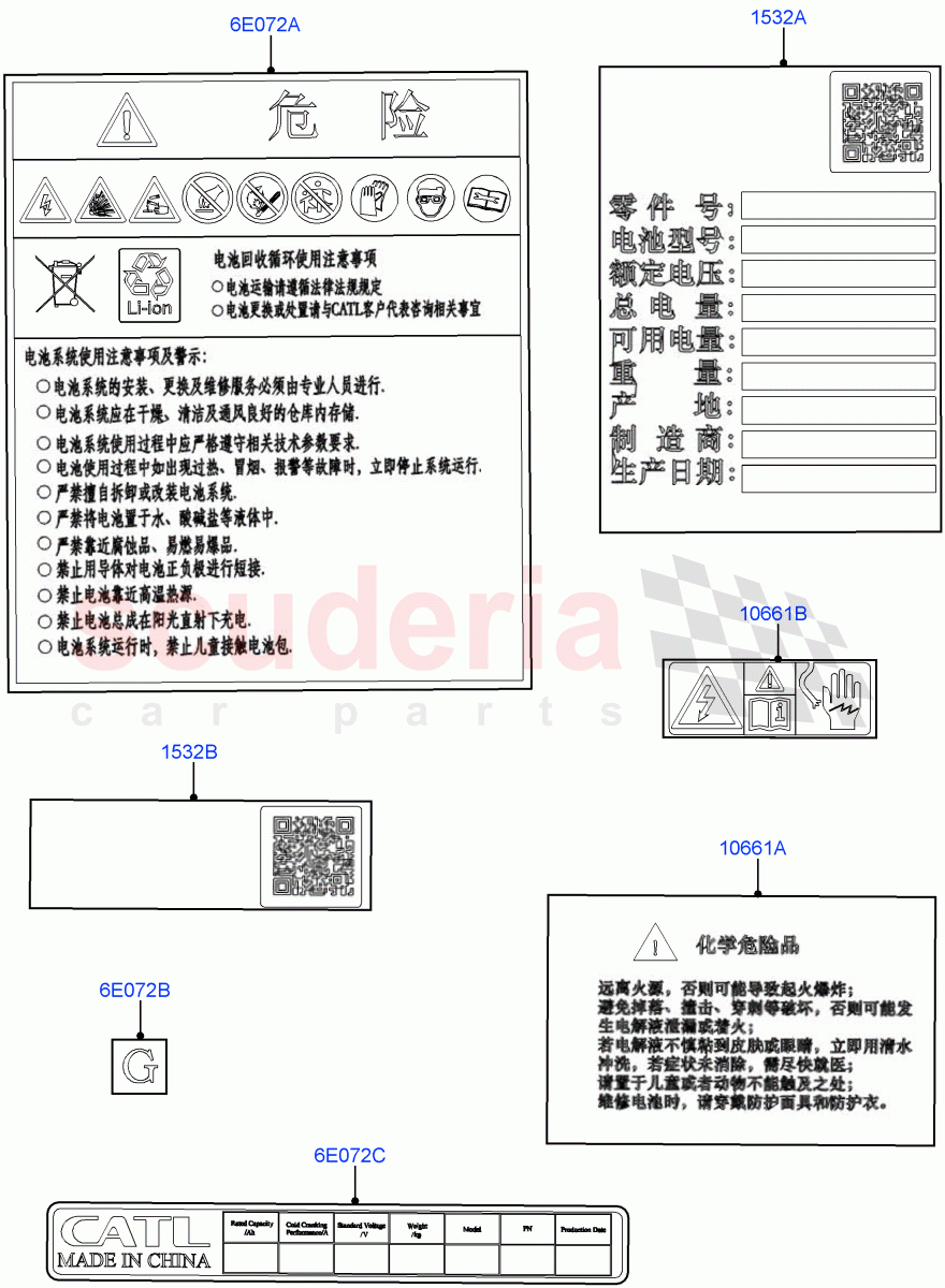 Labels (Traction Battery) (Electric Engine Battery-PHEV) ((V) FROMMG575835) of Land Rover Land Rover Range Rover Evoque (2019+) [2.0 Turbo Diesel AJ21D4]
