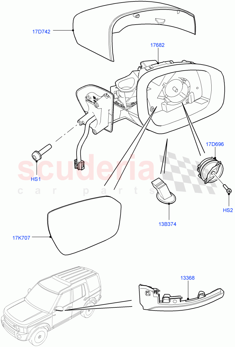 Exterior Rear View Mirror ((V) FROMEA000001) of Land Rover Land Rover Discovery 4 (2010-2016) [5.0 OHC SGDI NA V8 Petrol]