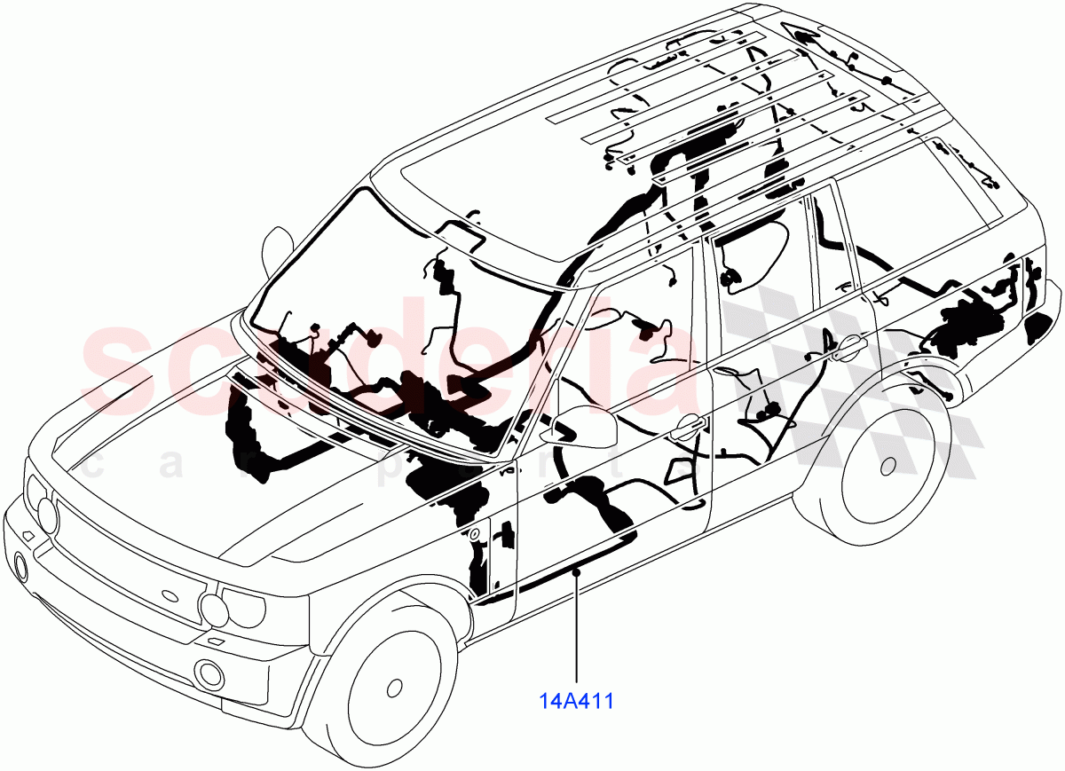Electrical Wiring - Body And Rear ((V) FROMAA000001, (V) TOBA334632) of Land Rover Land Rover Range Rover (2010-2012) [4.4 DOHC Diesel V8 DITC]