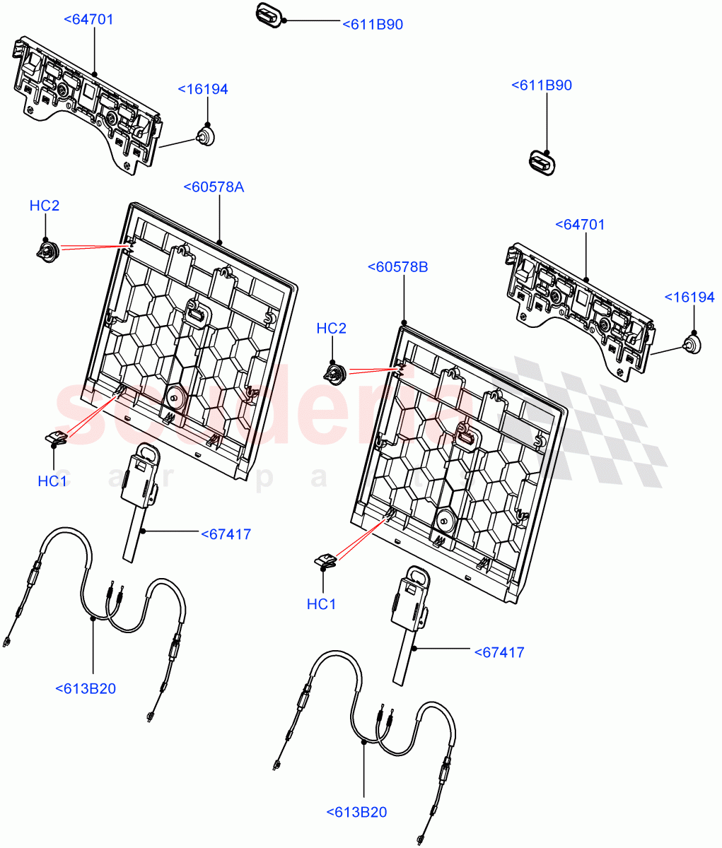Rear Seat Back (Halewood (UK), Third Row Dual Individual Seat, With 3rd Row Double Seat) of Land Rover Land Rover Discovery Sport (2015+) [2.0 Turbo Diesel]
