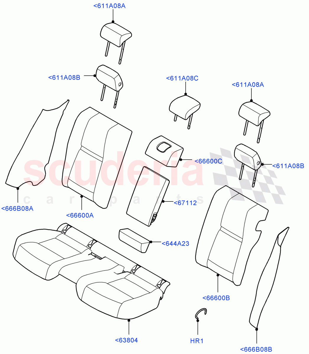 Rear Seat Covers (Taurus Leather Perforated) of Land Rover Land Rover Range Rover Velar (2017+) [3.0 DOHC GDI SC V6 Petrol]