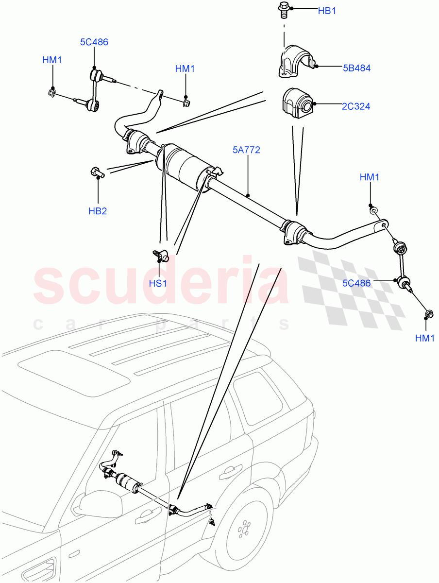 Active Anti-Roll Bar System (Rear, Stabilizer Bar) (With Roll Stability Control, With ACE Suspension) ((V) FROMAA000001) of Land Rover Land Rover Range Rover Sport (2010-2013) [3.0 Diesel 24V DOHC TC]