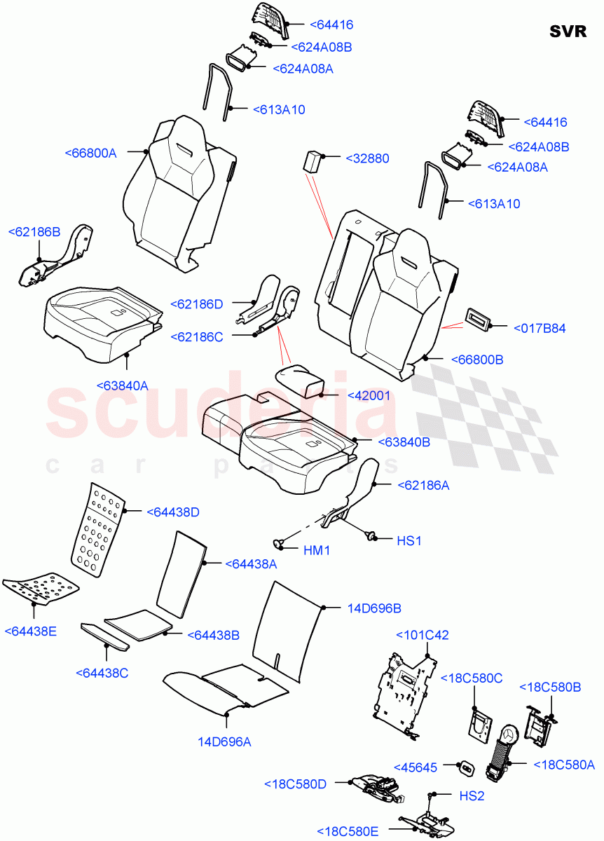 Rear Seat Pads/Valances & Heating (SVR Version, SVR) ((V) FROMFA000001) of Land Rover Land Rover Range Rover Sport (2014+) [3.0 I6 Turbo Petrol AJ20P6]