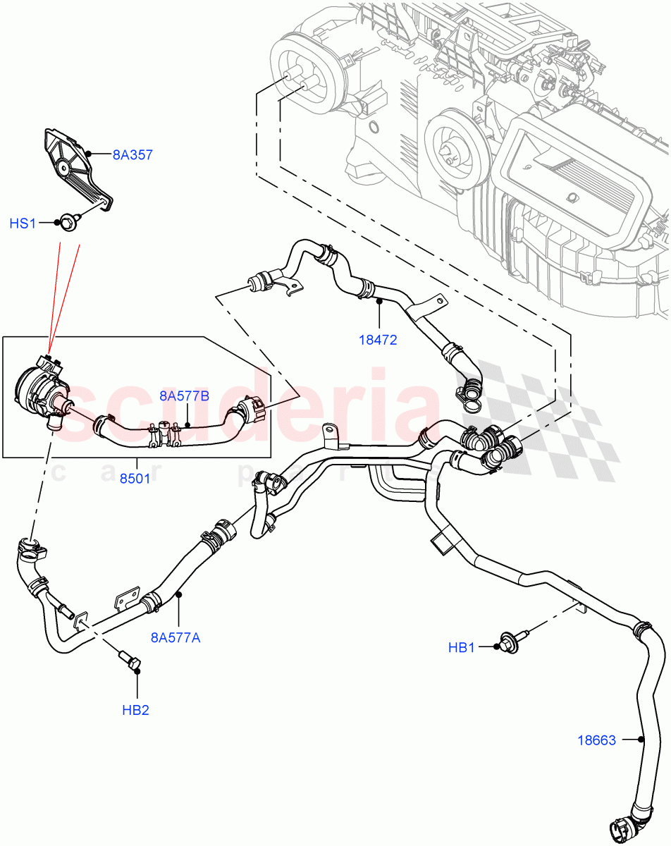 Heater Hoses (Front) (3.0L AJ20P6 Petrol High, With Ptc Heater, With Air Conditioning - Front/Rear, With Front Comfort Air Con (IHKA), Less Heater) ((V) FROMKA000001) of Land Rover Land Rover Range Rover (2012-2021) [2.0 Turbo Petrol AJ200P]